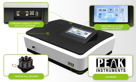 LCD-Touchscreen-Xenonlampe 2nm Doppelstrahl UV-Sichtbares Spektrophotometer mit USB HOST-Daten-Ausgabe