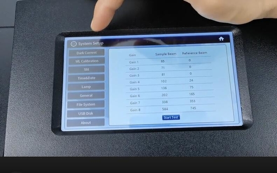 8 Zellhalter T-9200 UV-Sichtbares Spektrophotometer mit 2 nm Bandbreite und Touchscreen